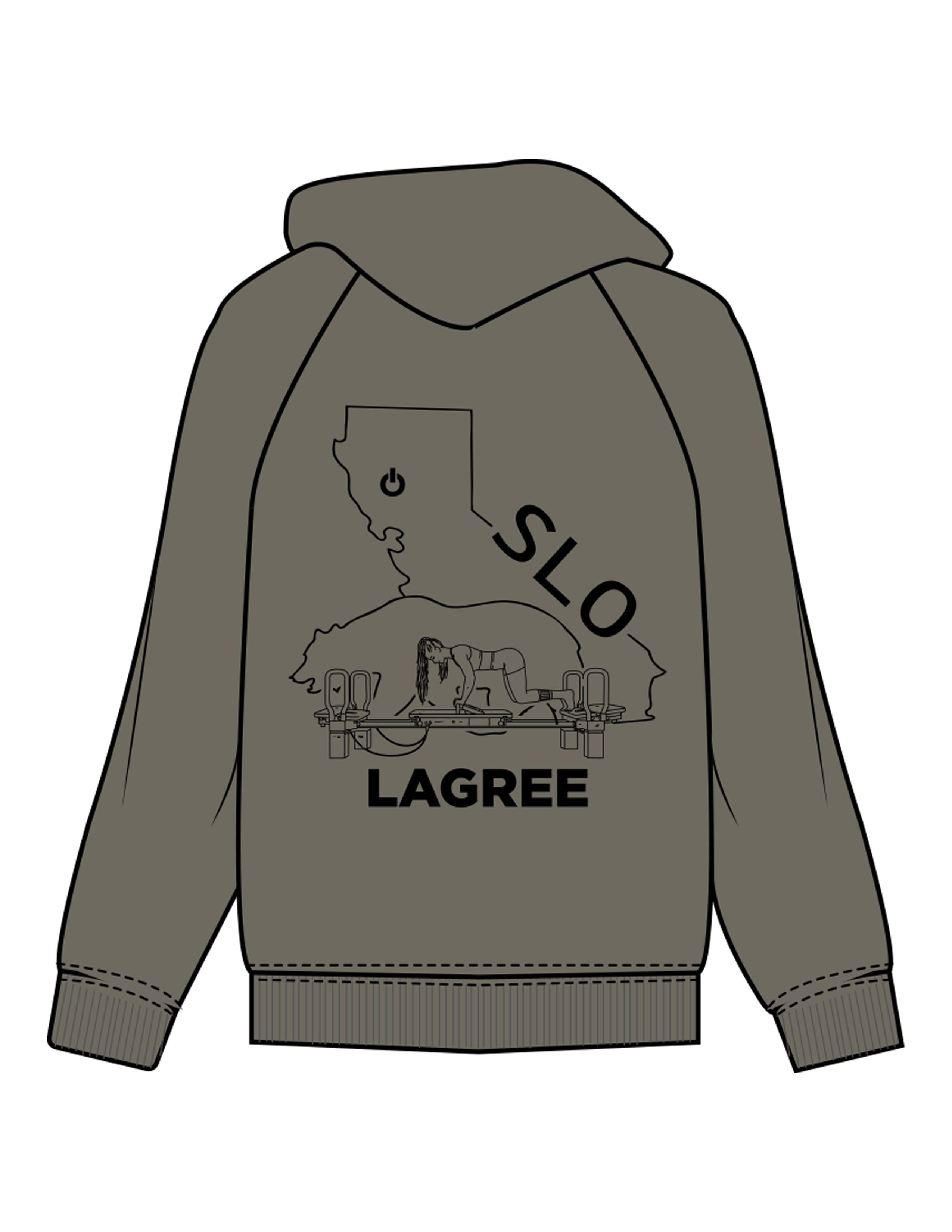 The Mens Hoodie - Cypress - Powerhouse Fitness - Front Upper Pocket & Full Back - Printed - Black