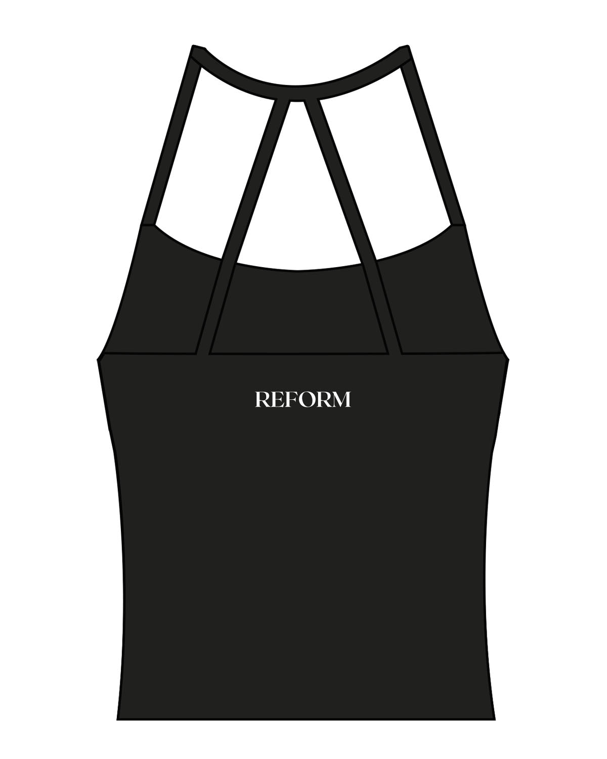 The Womens Sporty Tank - Black - REFORM Pilates Studio - Center Back - Printed - White