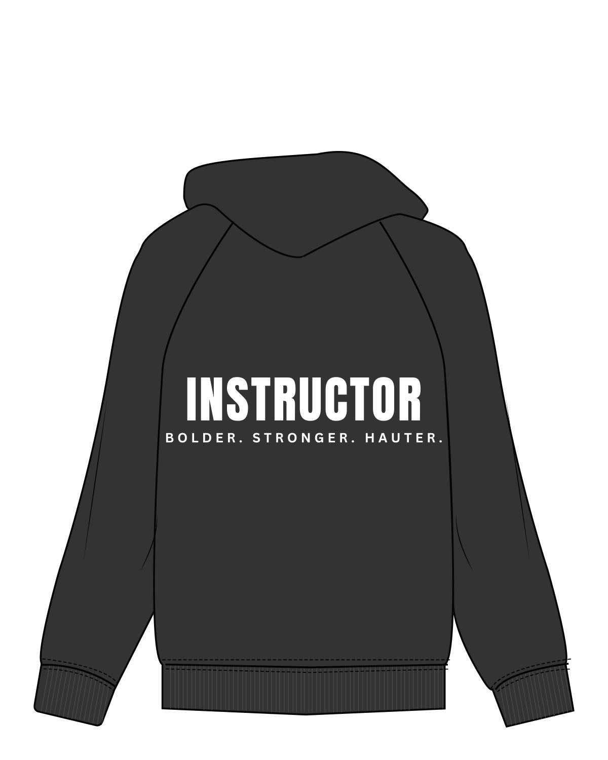 The Mens Hoodie - Black - Haute Barre - Center Chest & Back Stacked - White
