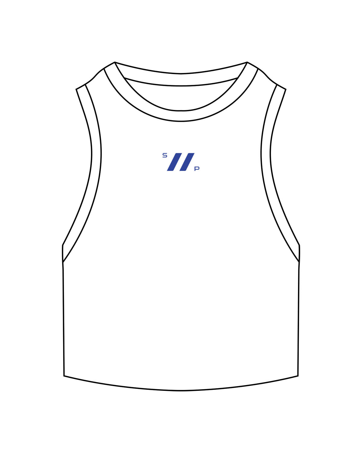 The Ribbed Crop Tank - White - Hustl Athletic - Center Chest - Embroidered - Blue