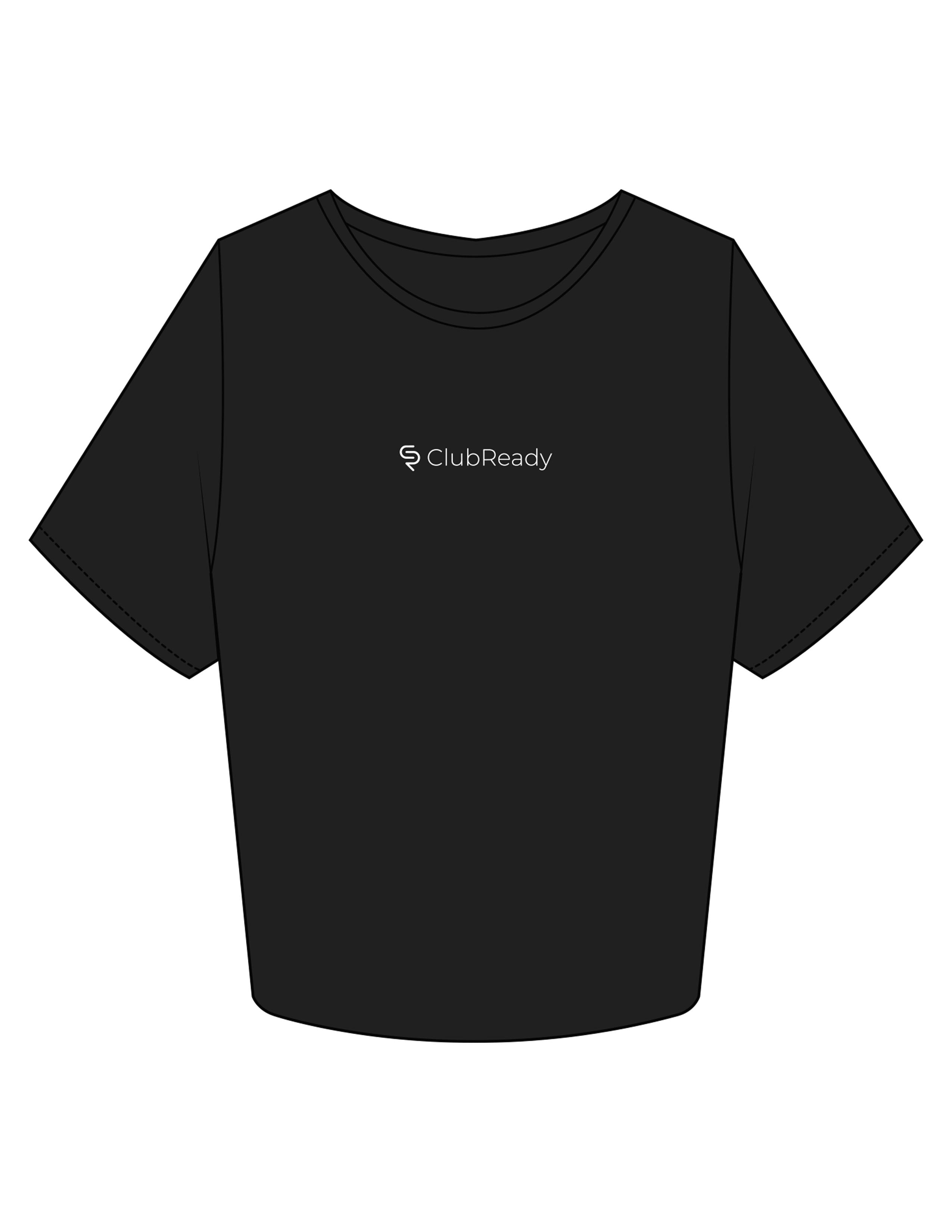 The Crop Tee - Black - Club Ready - Center Chest & Back Neckline - Printed - White