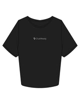 The Crop Tee - Black - Club Ready - Center Chest & Back Neckline - Printed - White