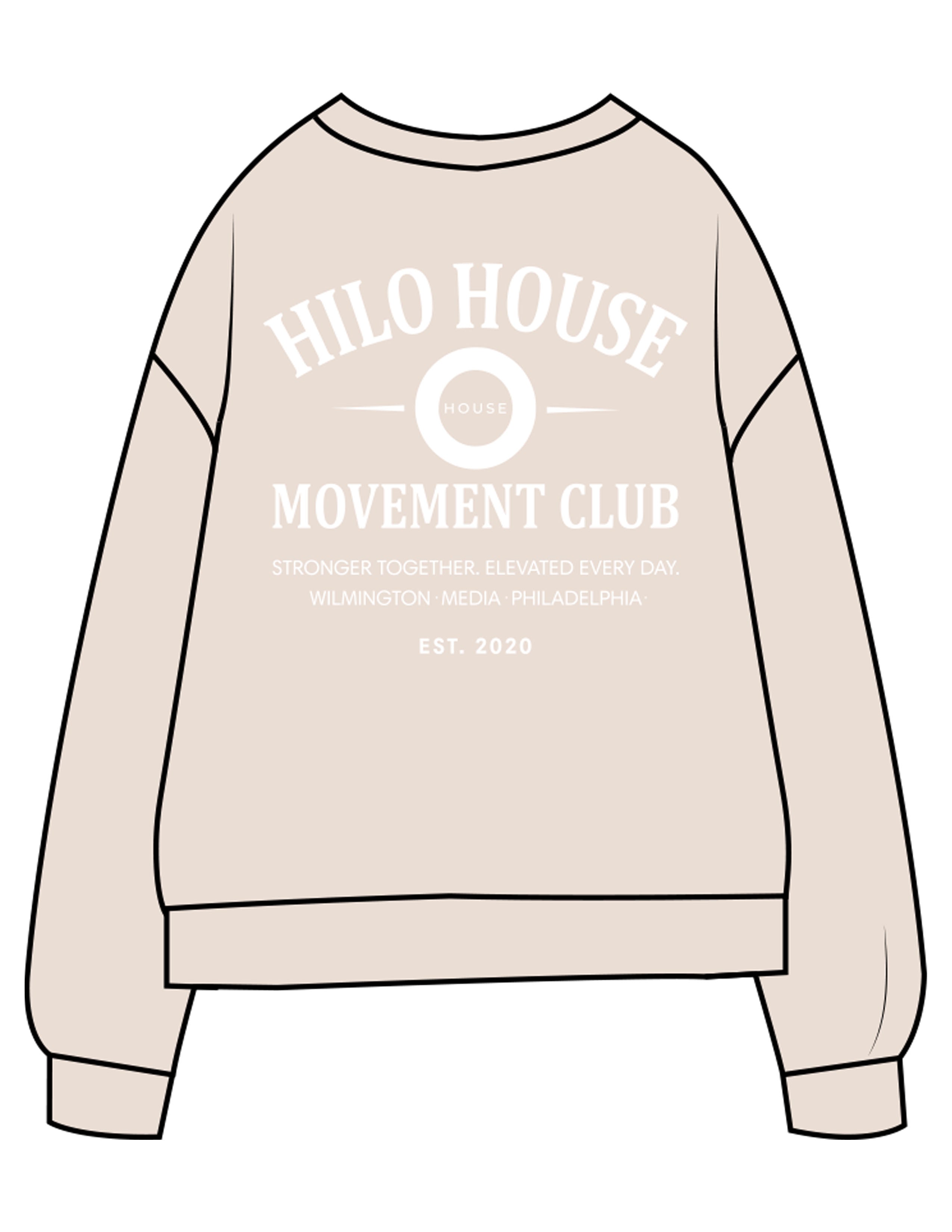 The Midweight Unisex Crewneck - Washed Ivory - HiLo - Center Chest & Back Stacked - Printed - White