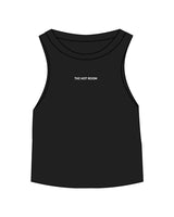 The Micro Rib Racer Crop - Black - The Hot Room - Center Chest - Printed - White