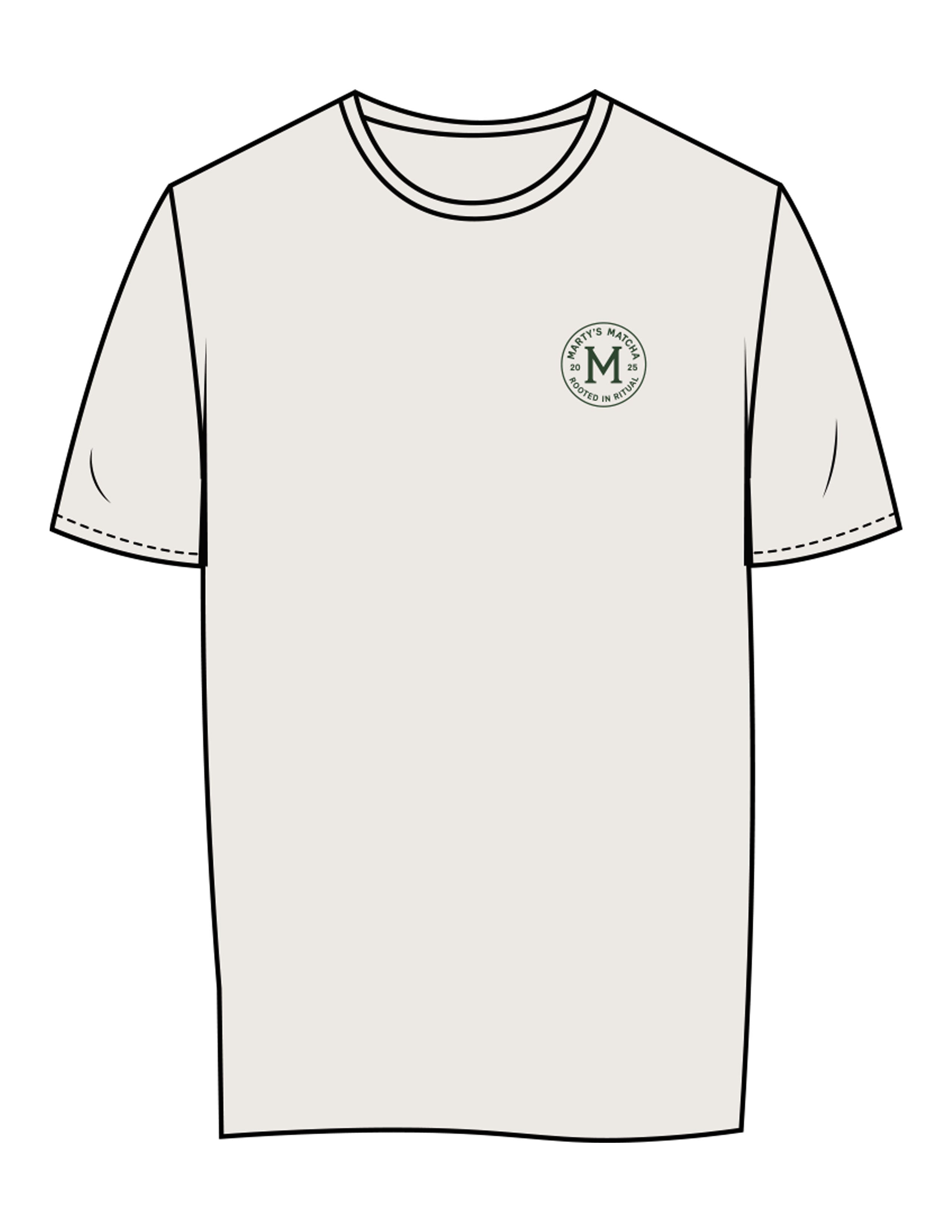 The Womens Tee - Bone - Marty's Matcha - Left Chest Round - Printed - Green