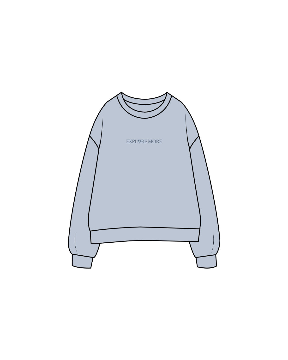 The Womens Crewneck - Powder - Explore More - Center Chest - Embroidered - Tone on Tone