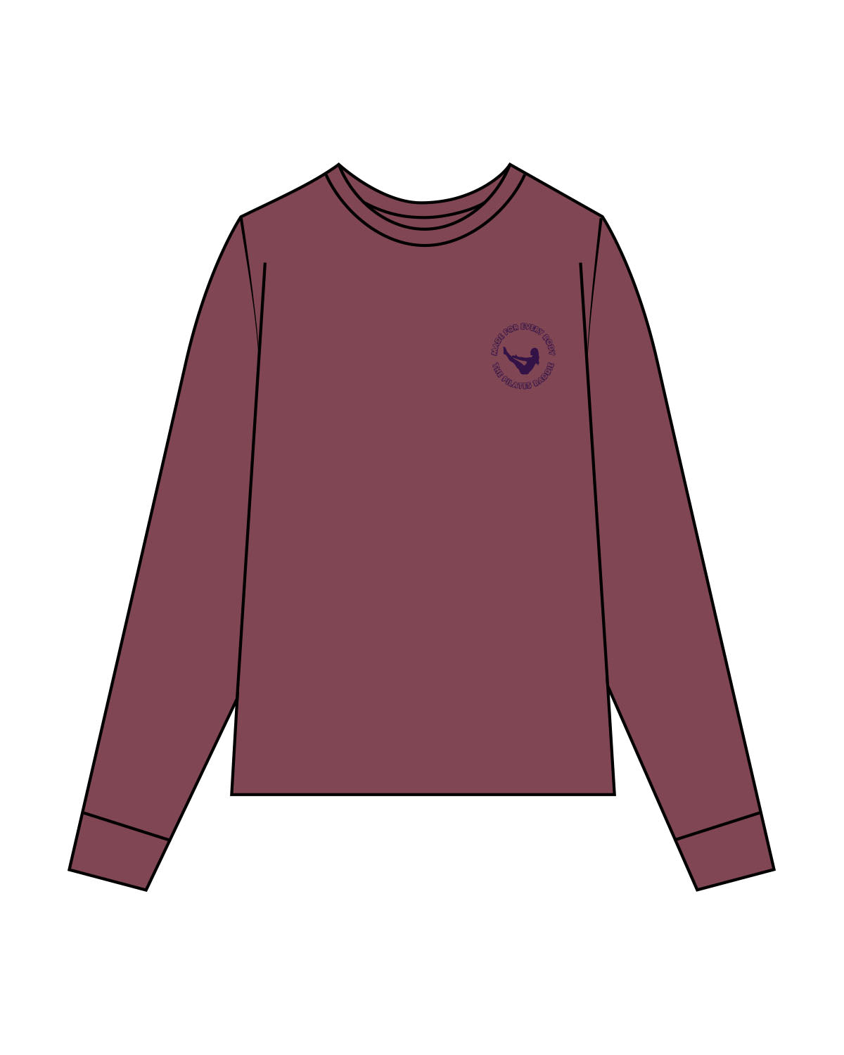 The Unisex Midweight Long Sleeve - Berry - Pilates Baddie - Left Chest Round - Purple