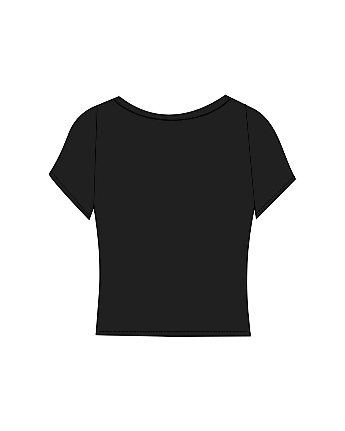 The Sporty Crop Short Sleeve - Black - enCore Pilates - Center Chest - Printed - White