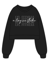 The Crop Terry Crewneck - Black - LVL - Center Chest Stacked & Back Neckline - Printed - Full Color