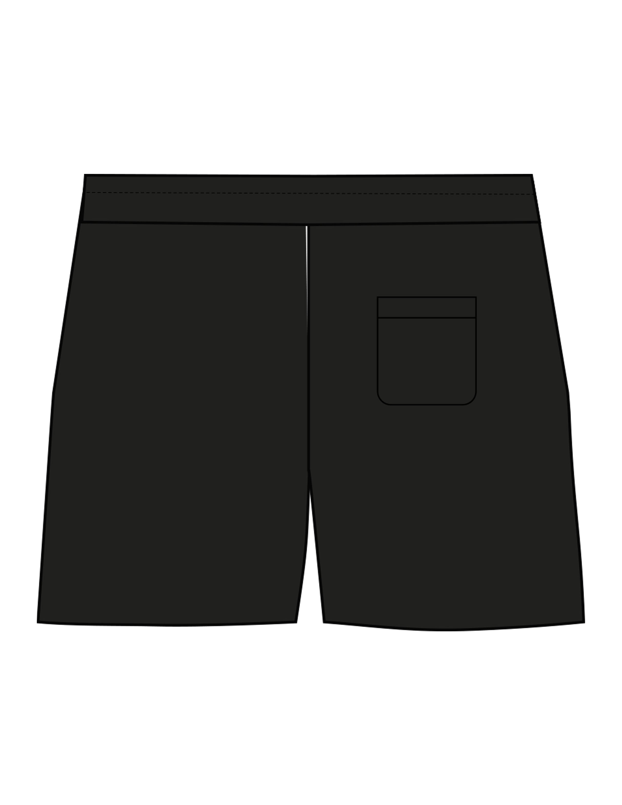 The Womens Sweat Shorts - Black - The Stu - Left Leg - Printed - Tone on Tone