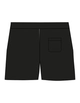 The Womens Sweat Shorts - Black - The Stu - Left Leg - Printed - Tone on Tone
