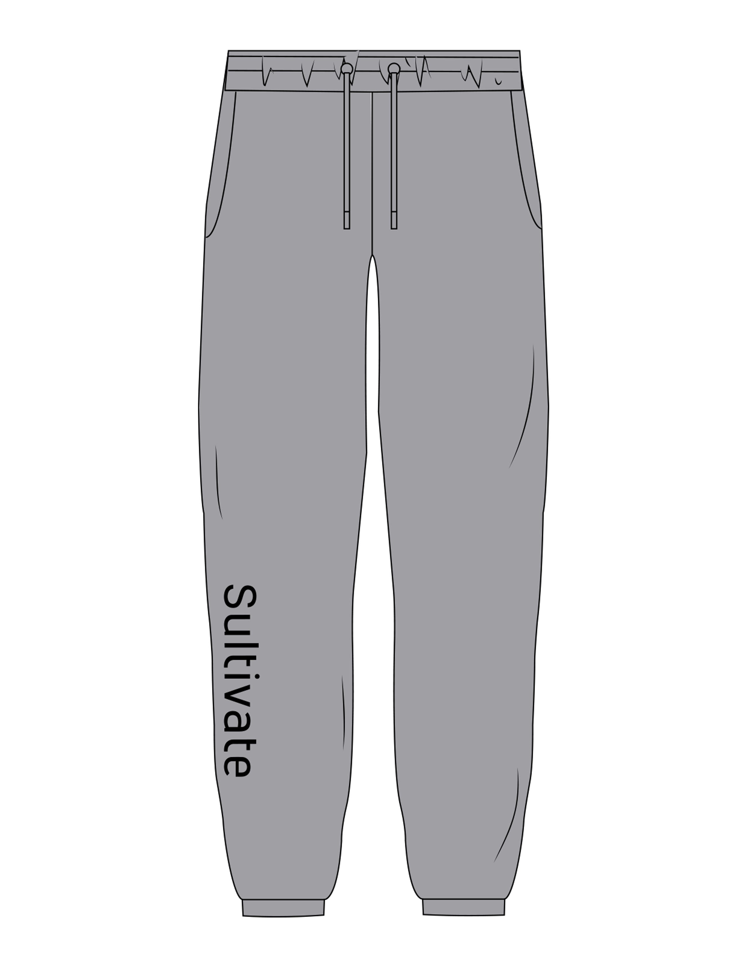 The Mens Classic Sweatpants - Heather - Sultivate - Right Leg - Printed - White