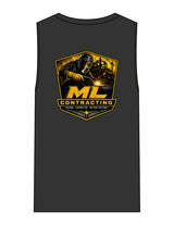 The Mens Heavyweight Tank - Washed Black - ML Contracting LLC - Left Chest Flag & Back Image - Printed - Full Color