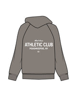 The Womens Hoodie - Washed Gray - Wheel House NY - Left Chest & Back Stacked - Printed - White