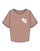 The Crop Tee - Clay - Fit 4 Mom North County Inland - Left Chest & Back Stacked - Printed - White