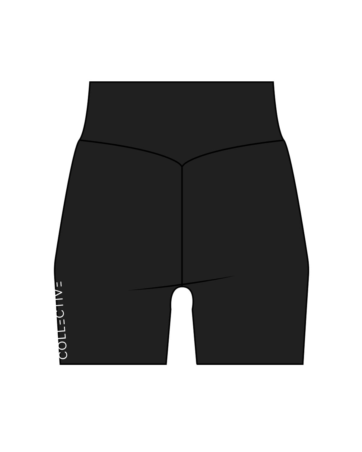 The Basic Short - Black - Collective Studios - Left Leg - Side Thigh - From Bottom To Top - White