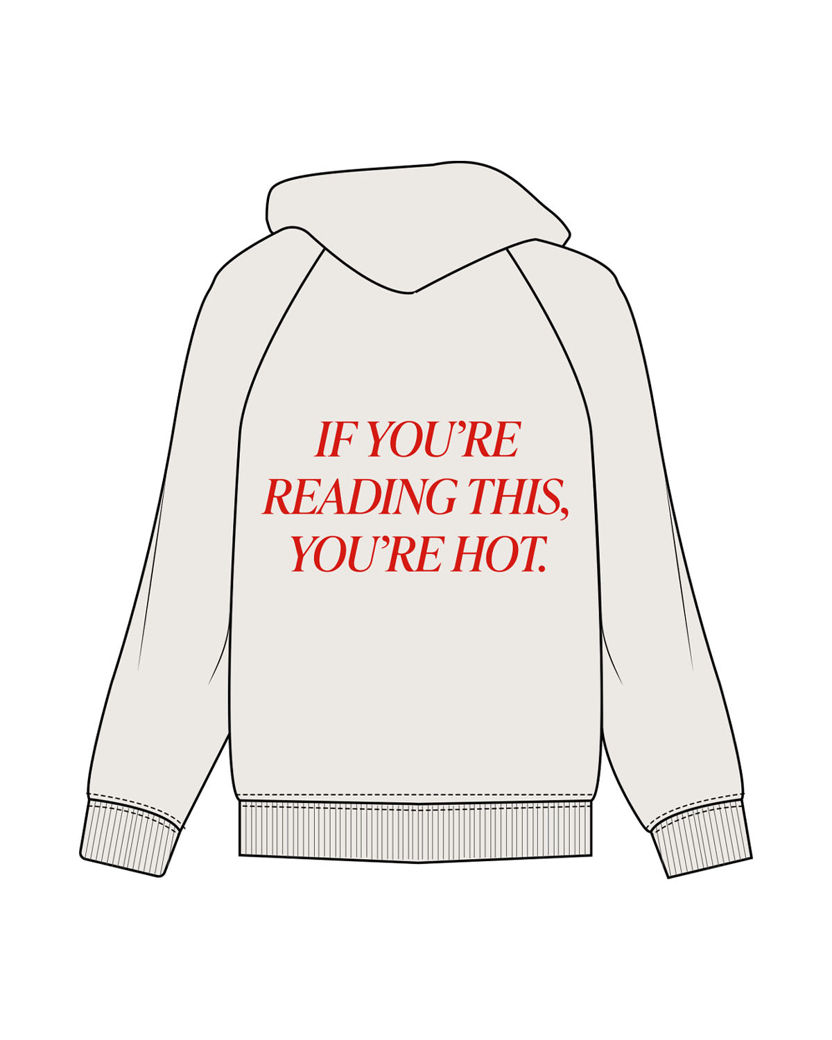 The Womens Hoodie - Bone - Melt Hot Pilates - Center Chest & Center Back - Printed - Red