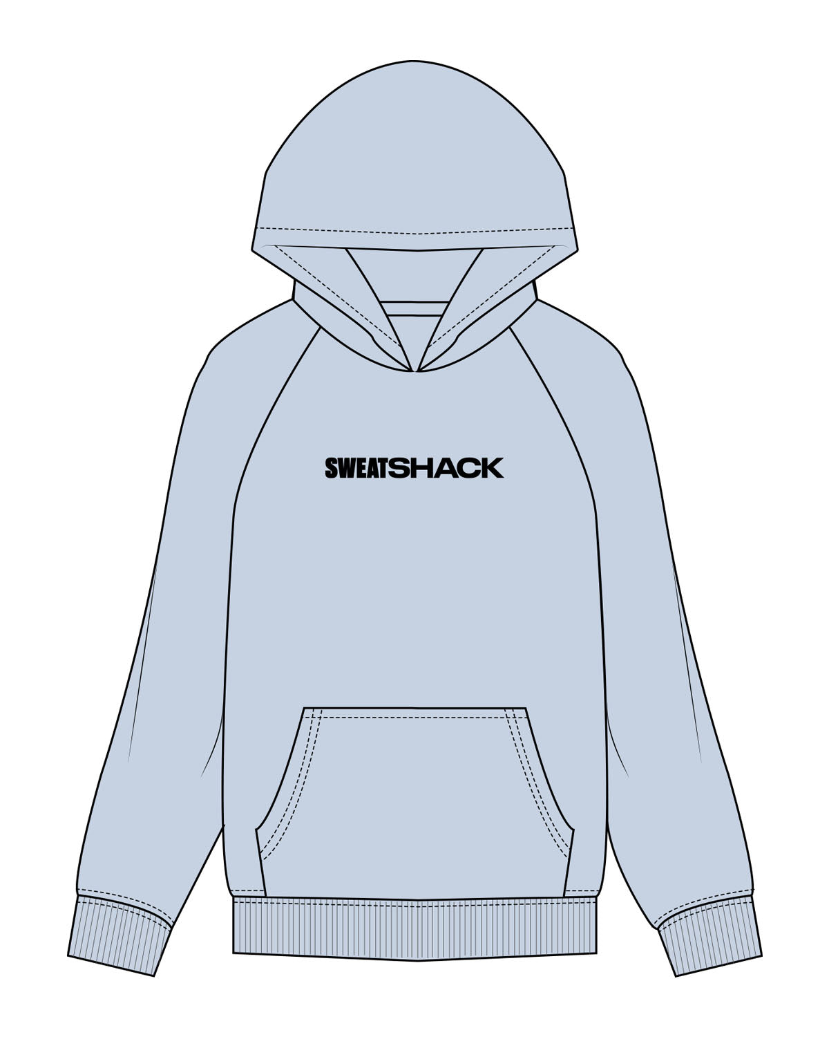 The Womens Hoodie - Powder - Sweatshack - Center Chest - Printed - Black