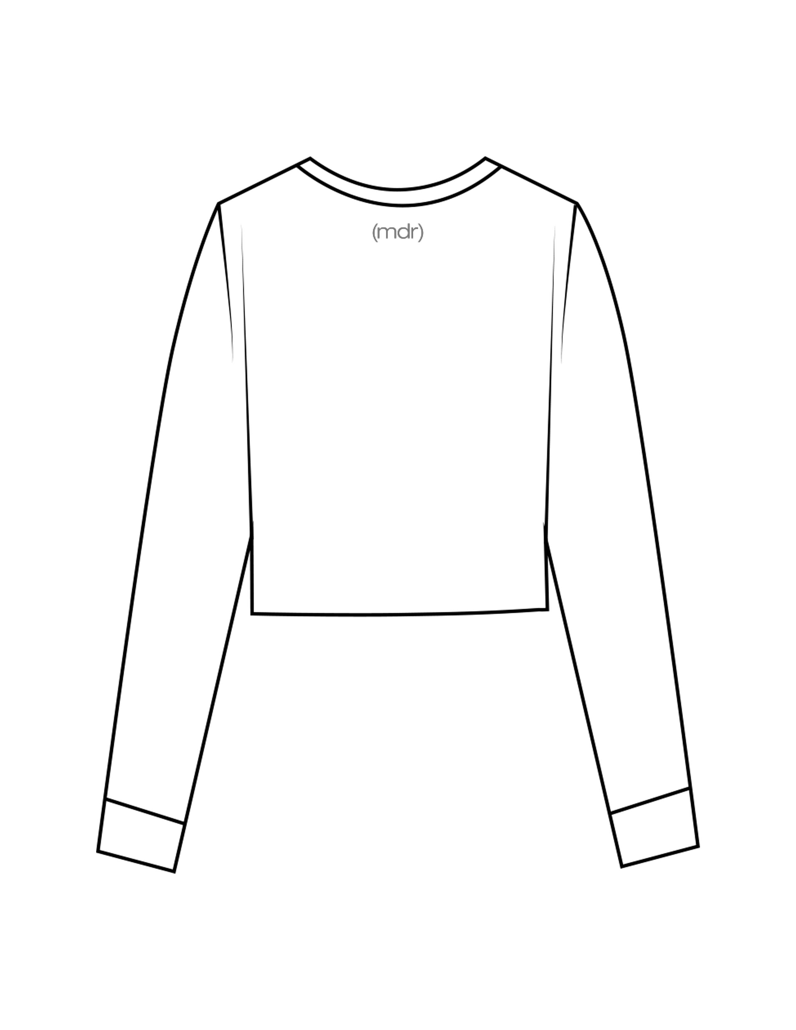 The Micro Rib Crop Long Sleeve - White - The Studio (MDR) - Back Neckline - Printed - Gray