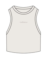 The Ribbed Crop Tank - Bone - The Oak Method - Center Chest - Embroidered - Tone on Tone
