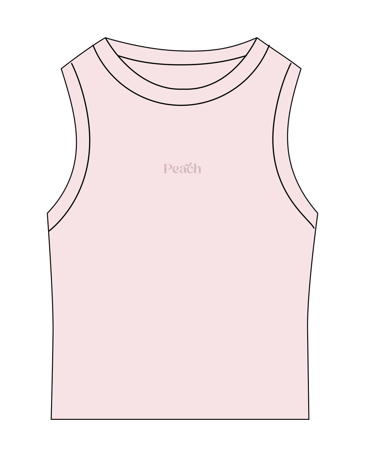The Micro Rib Racer Crop - Pink - Peach F.L - Center Chest - Printed - Tone on Tone
