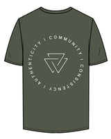 The Mens Tee - Cypress - Commit Fitness - Back Center - Circle W/ Icon - White