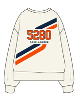 The Womens Heavyweight Crewneck - Off White - Fase Lagree - Full Front & Left Sleeve - Full Back "5280" - Printed - Full Color