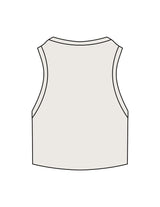 The Ribbed Crop Tank - Bone - Kinetic Pilates - Center Chest - Embroidered - Eucalyptus