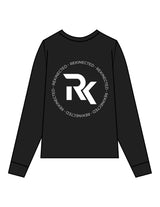 The Mens Long Sleeve - Black - REKINECTED - Center Chest & Center Back Circular - Printed - White