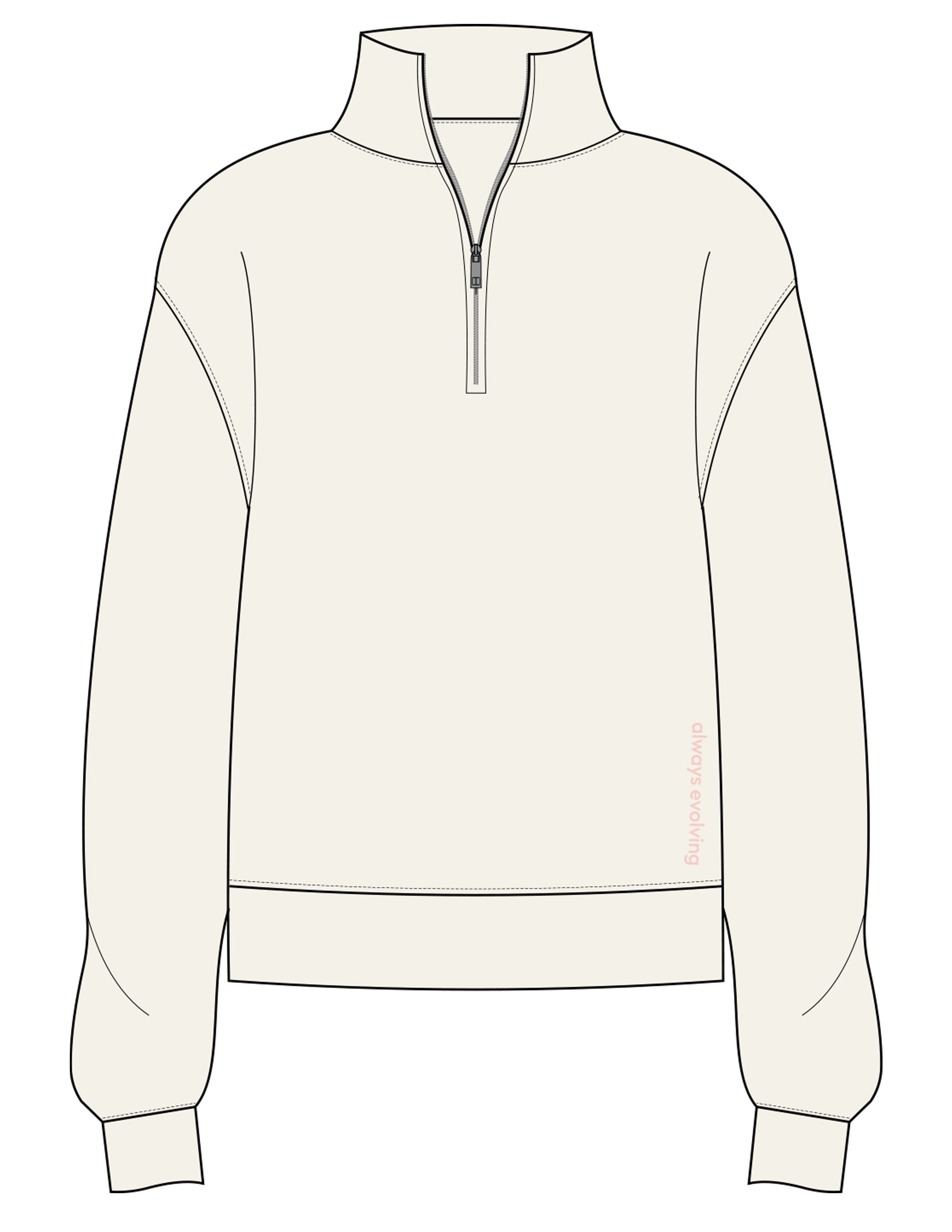 The Mens 1/4 Zip - Off White - Drench - Front Lower Left - EMB - Sherbert