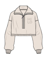 The Suede 1/2 Zip - Latte - Hilo House - Left Chest - Embroidered - Tone on Tone