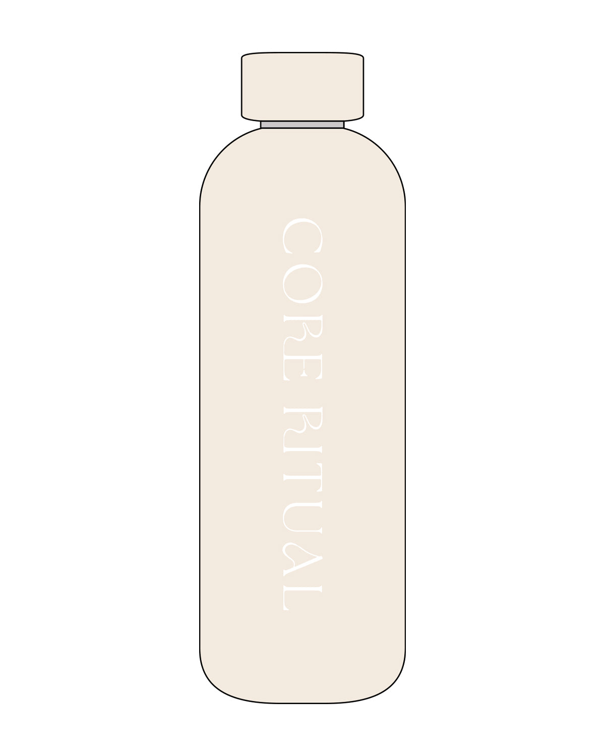 The Water Bottle - Off White - Core Ritual - Center - Text - White