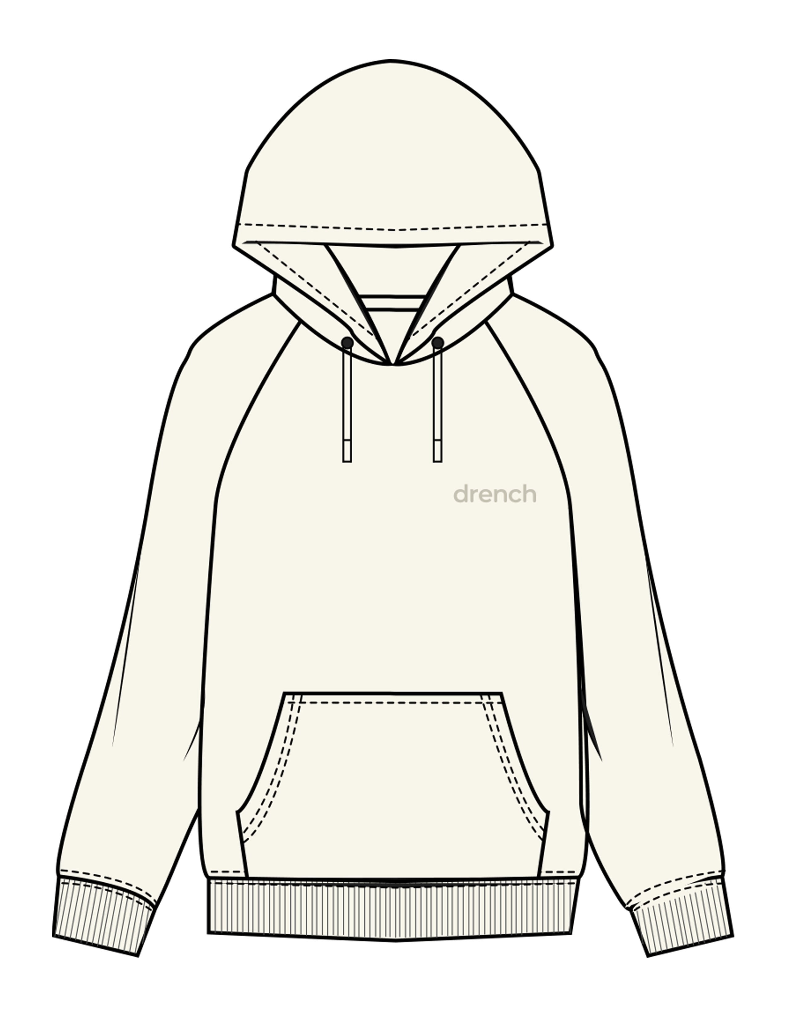 The Mens Heavyweight Hoodie - Off White - Drench - Left Chest - Embroidered - Tone on Tone