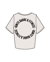 The Crop Tee - Bone - Ignite Barre & Fitness - Center Chest & Back Round - Printed - Black