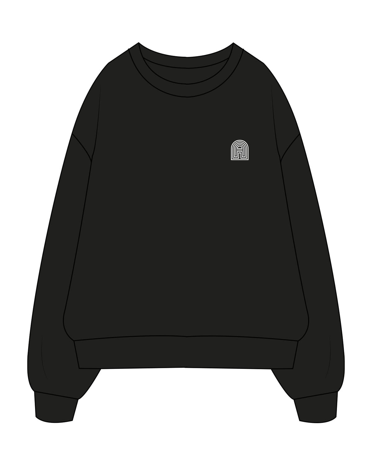 The Mens Crewneck - Black - Aldrich Agency - Left Chest & Center Back Logo - Printed - White