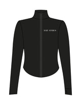 The 3/4 Crop Zip Jacket - Black - Bare Pilates - Left Chest & Back Neckline - Printed - White