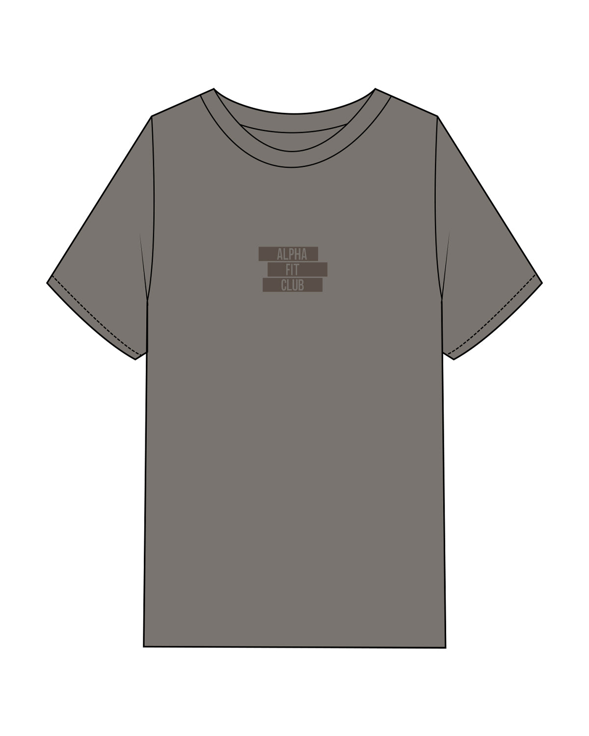 The Mens Heavyweight Tee - Washed Gray - Alpha Fit - Chest Center Stacked - Tone on Tone