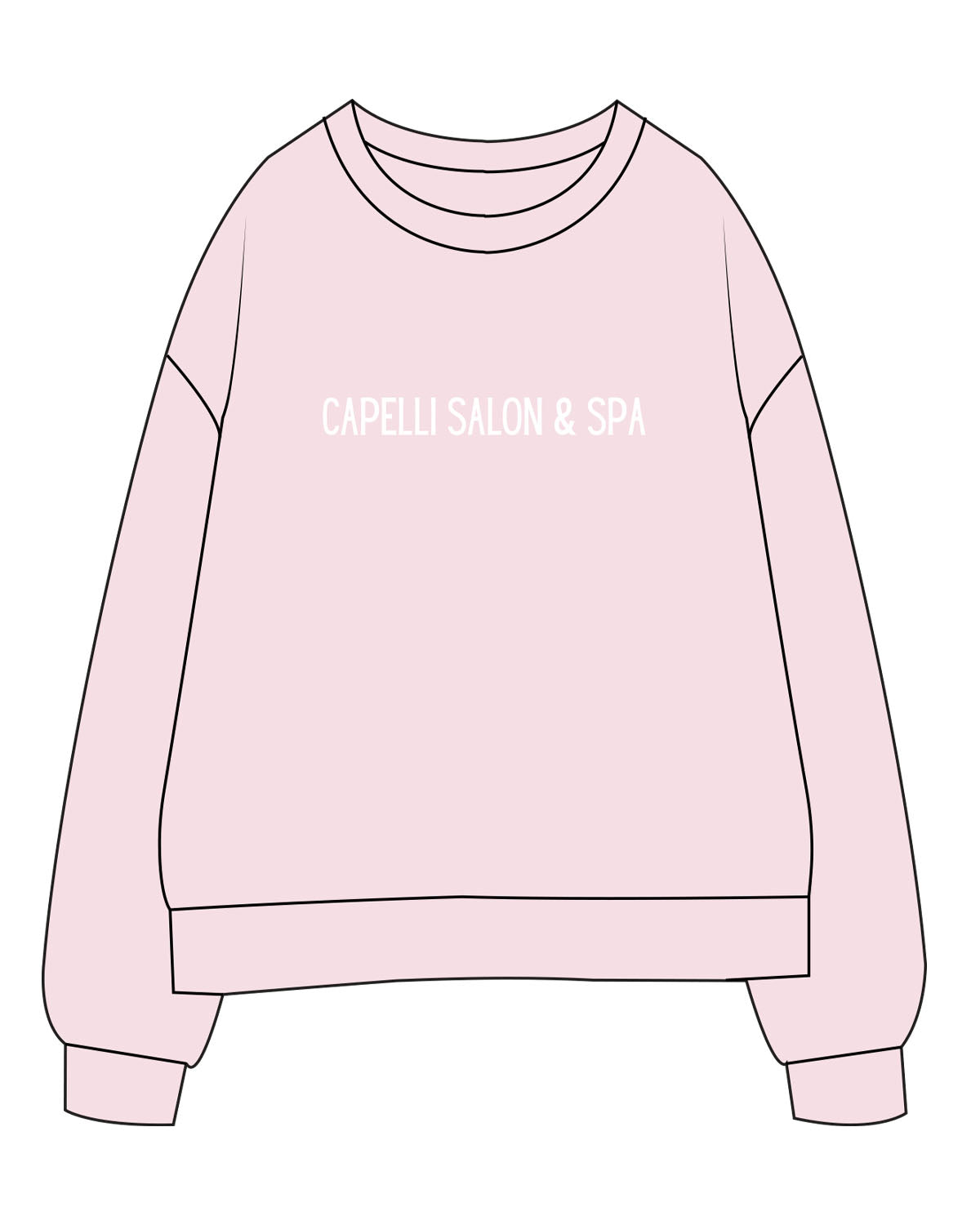 The Mens Classic Crewneck - Pink - Capelli Salon & Spa - Center Chest - White