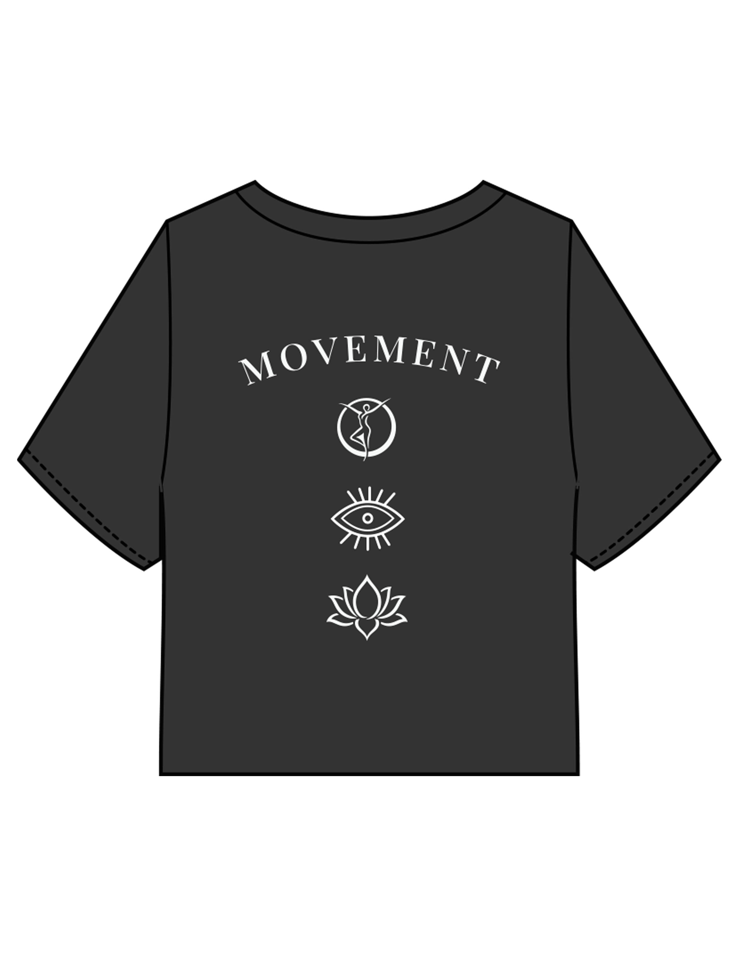 The Heavyweight Crop Tee - Washed Black  - Movement Pilates Buffalo - Back Stacked - Printed - White