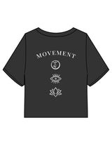 The Heavyweight Crop Tee - Washed Black  - Movement Pilates Buffalo - Back Stacked - Printed - White