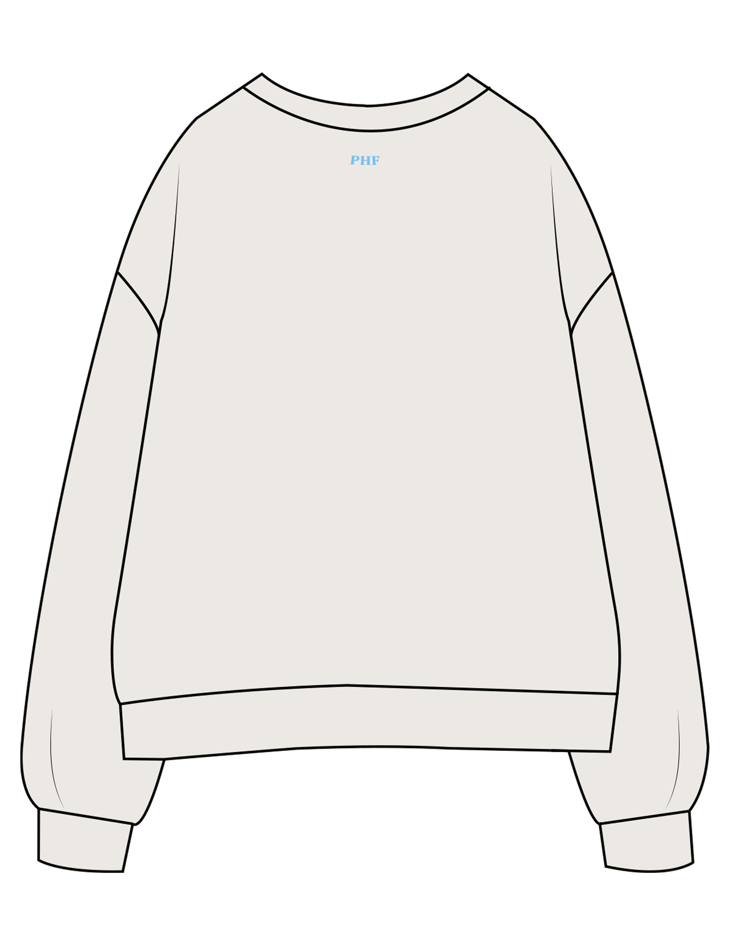 The Midweight Unisex Crewneck - Washed Ivory - Powerhouse Fitness - Left Chest Embroidered - Tone on Tone - Back Stacked "LAGREE" Printed - Blue