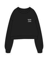 The Studio Crop - Black - Wax & Co - Left Chest Stacked - White