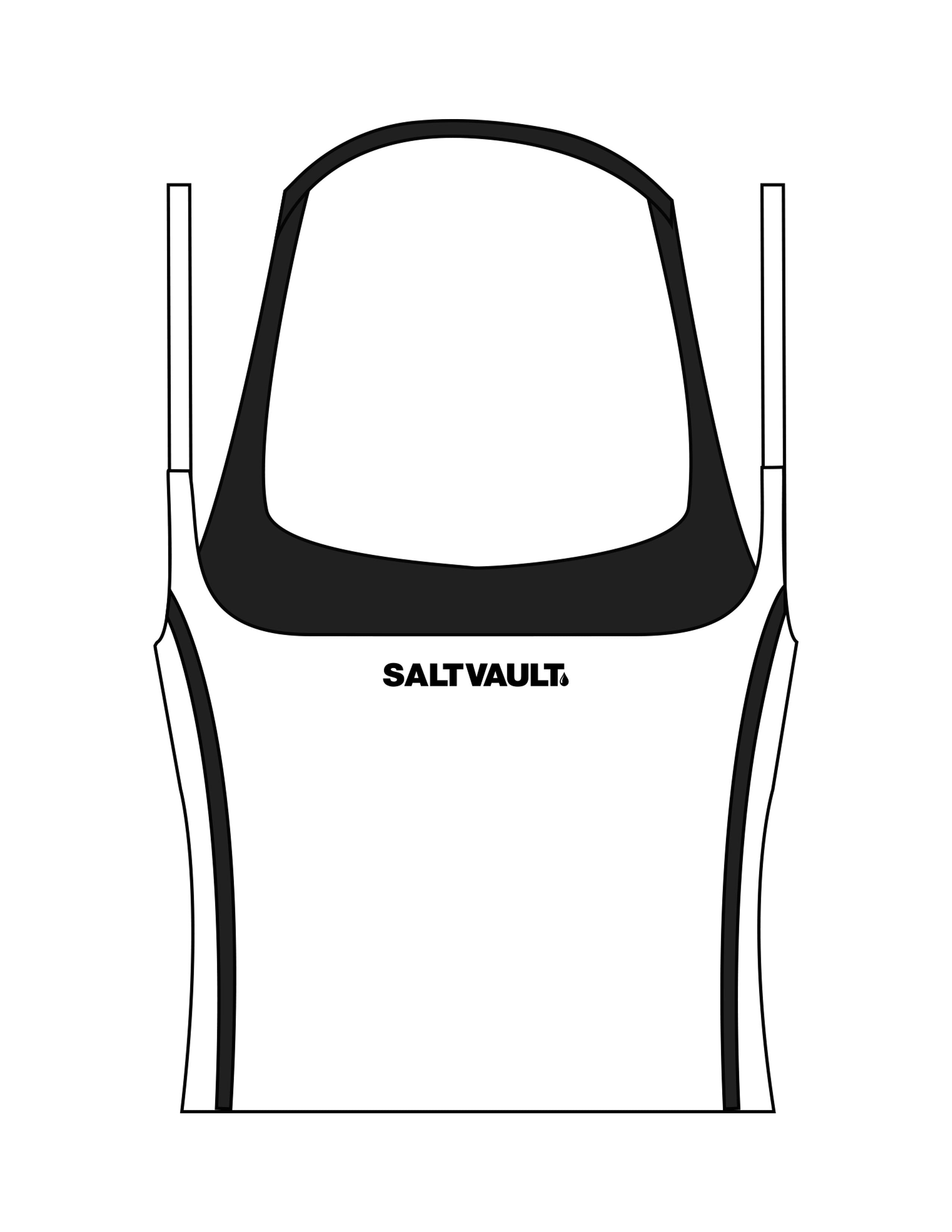 The Piped Tank - White - Saltvault - Center Chest & Center Back - Printed - Black