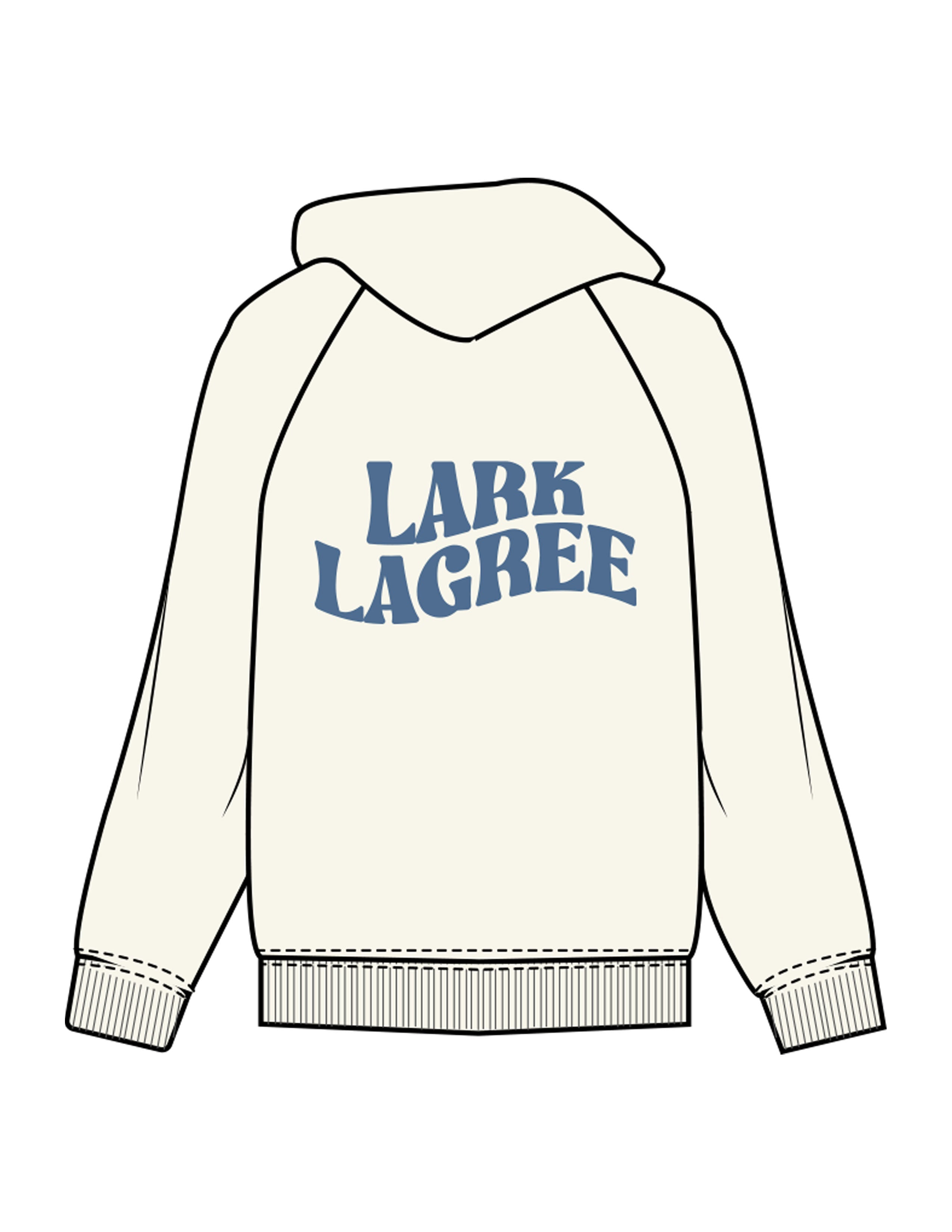 The Womens Hoodie - Off White - Pure Movement LARK - Left Chest & Back Stacked - Printed - Blue