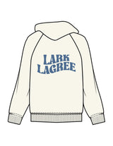 The Womens Hoodie - Off White - Pure Movement LARK - Left Chest & Back Stacked - Printed - Blue