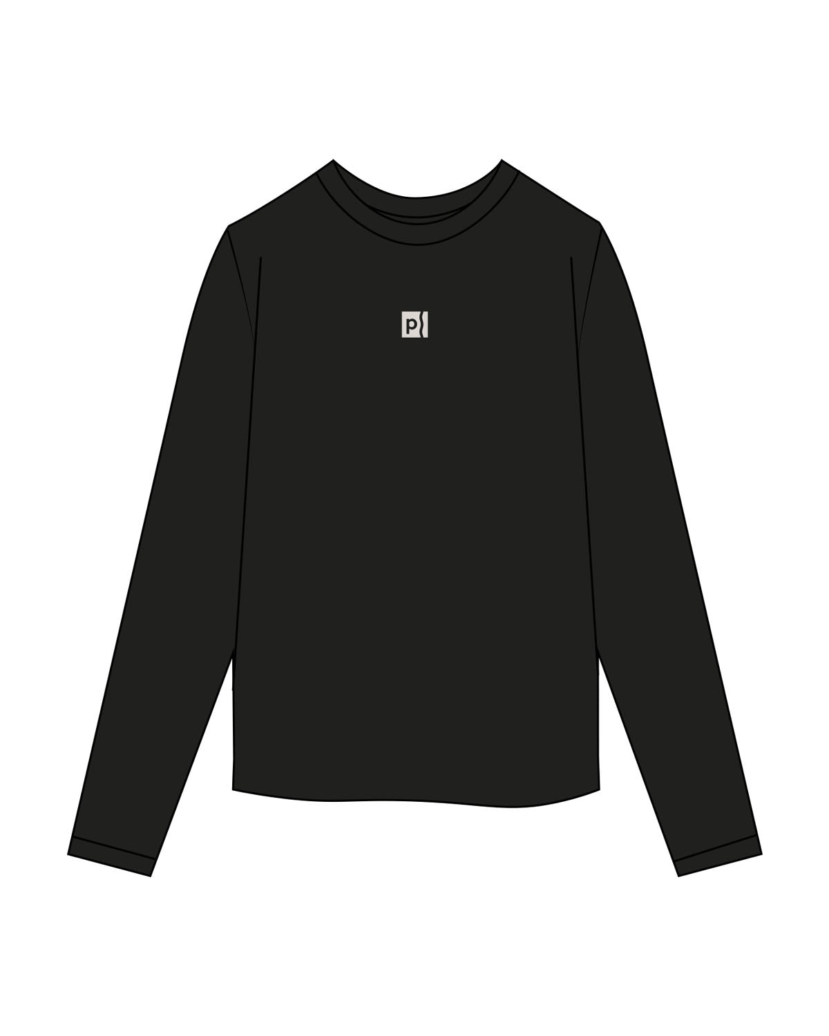 The Womens Oversized Long Sleeve - Black - Plum Creek Church - Center Chest Icon & Full Back - Printed - Latte