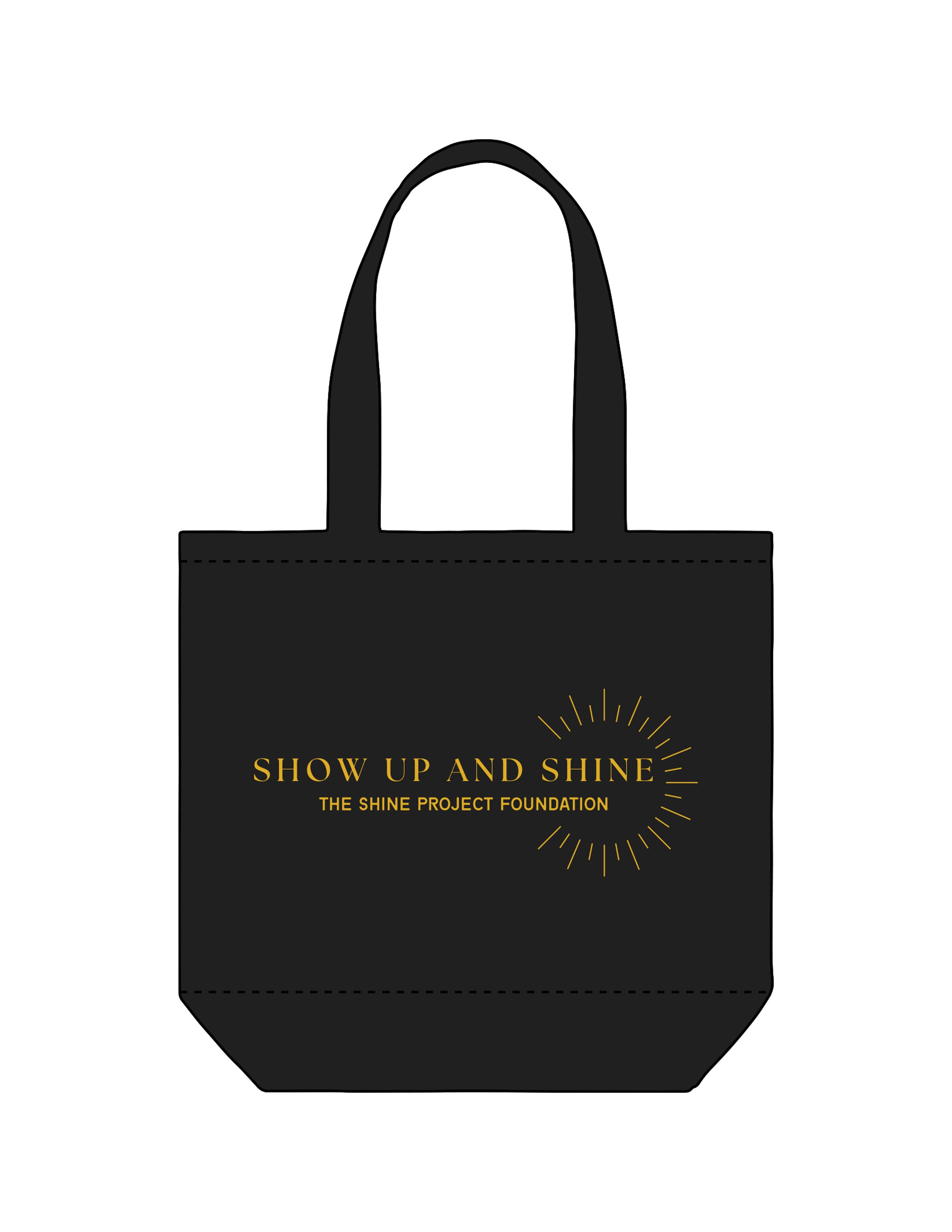 The Promo Tote Bag - Black - The Shine Project - Center Body Stacked - Printed - Yellow