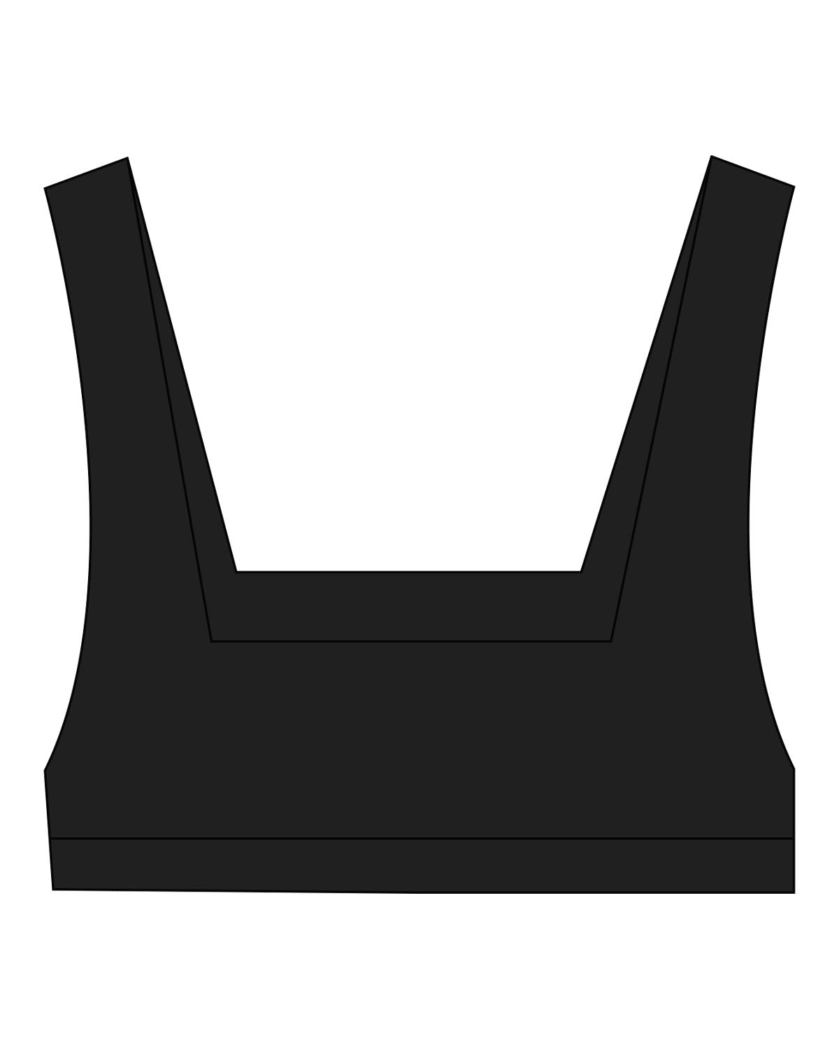 The Box Cut Bra - Black - Solos Pilates - Center Chest - Printed - Cream