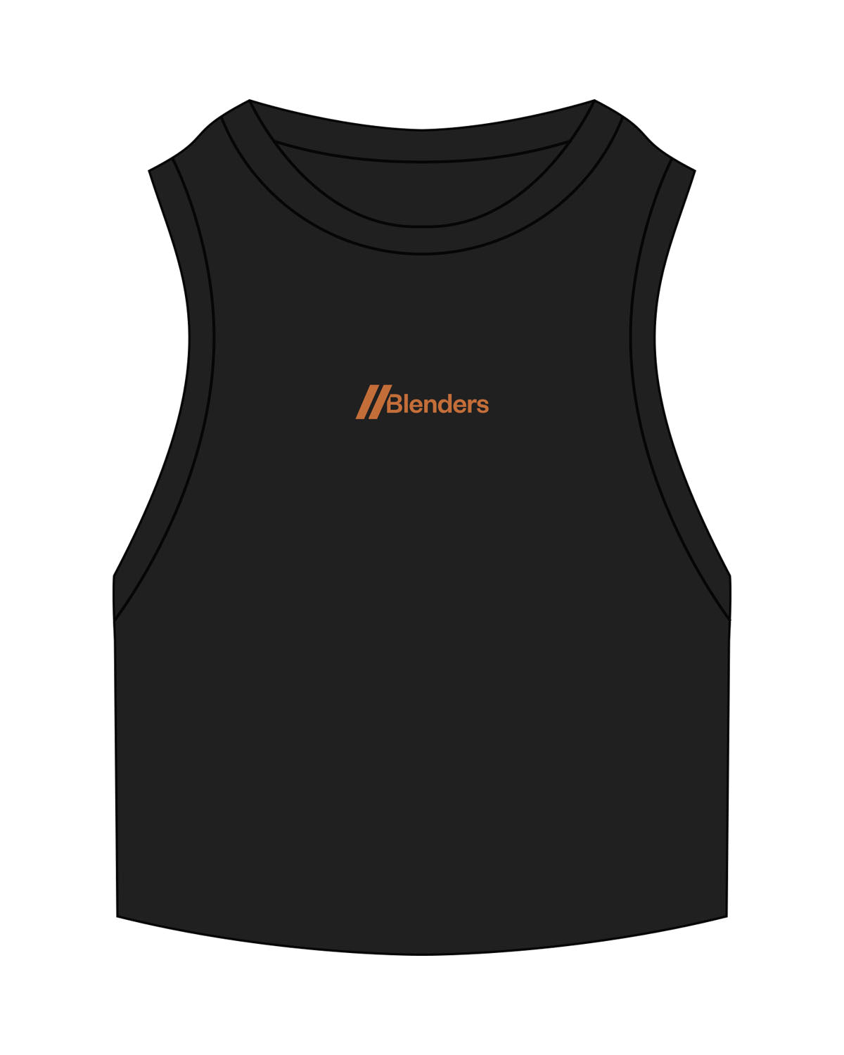 The Ribbed Crop Tank - Black - Blenders - Center Chest - Embroidered - UT Orange