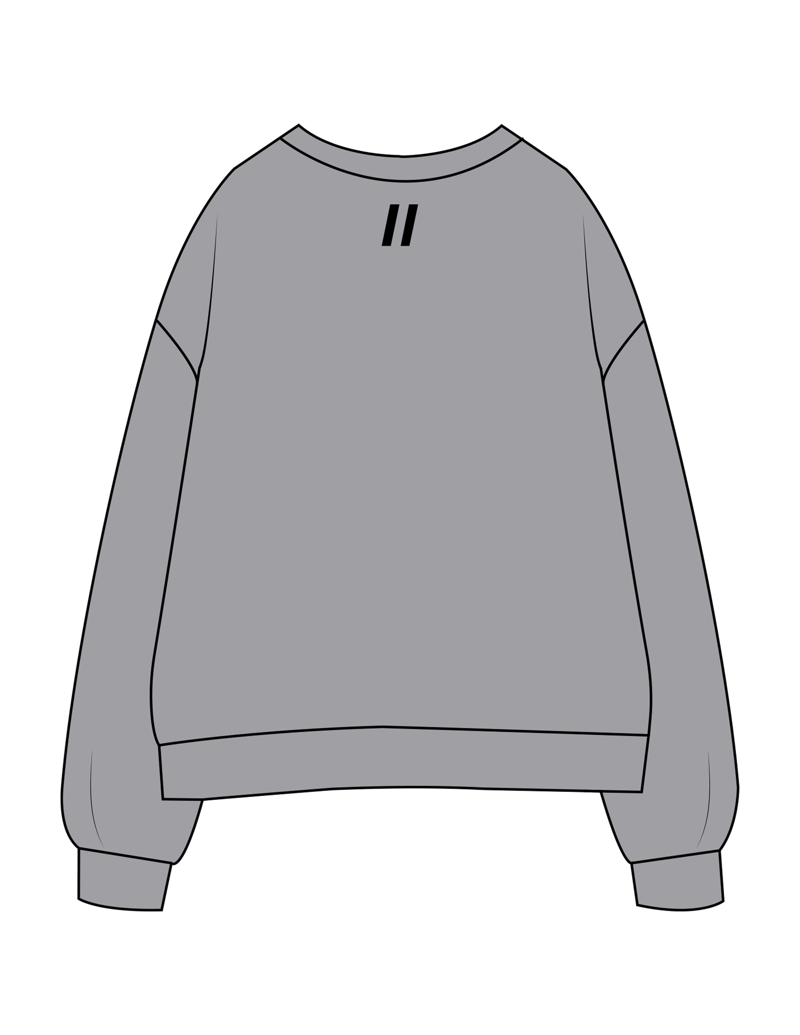The Womens Crewneck - Heather - Fit 5 - Center Chest & Back Neckline - Printed - Black